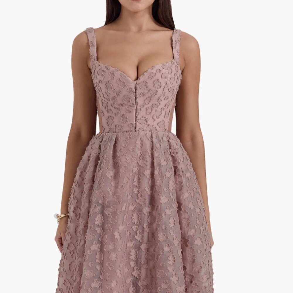 House of CB Lovely Floral Jacquard Midi Dress